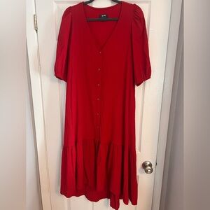 Anthropologie Vibrant Red Maxi Dress